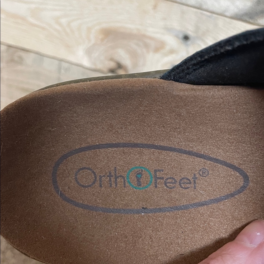 OrthOFeet size 11.5B Black Velcro Sandals - Picture 2 of 6